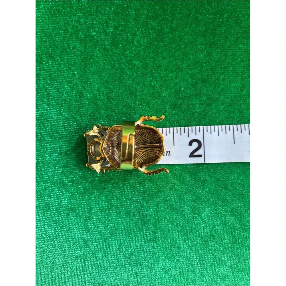 NEW Egyptian revival style chunky bold gold tone scarab beetle adjustable ring